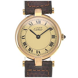 CARTIER Must Vermeil SV925 (GP) /Leather Quartz Ladies Watch LXGJHW-16