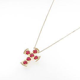 TASAKI 18k Yellow Gold Cross Ruby Necklace LXGYMK-436