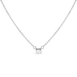 14K White Gold 1/4 Cttw Lab Grown Oval Solitaire Diamond East West 18" Pendant Necklace (G-H Color, VS2-SI1 Clarity)