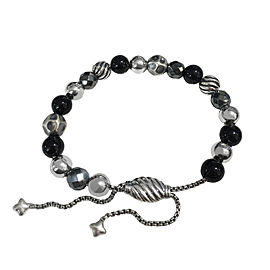 David Yurman Silver Sterling Elements Onyx Bead Bracelet