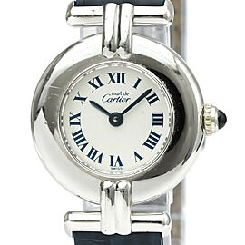 CARTIER Must Colisee Silver925 Leather Quartz Ladies Watch EdyLX-126