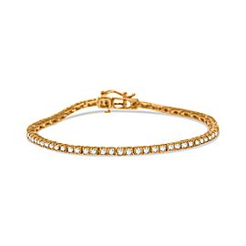 10K Yellow Gold Plated .925 Sterling Silver 2.0 Cttw Champagne Diamond Tennis 7" Bracelet (Champagne Color, I3 Clarity)