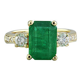 4.50 Carat Emerald 14K Yellow Gold Diamond Ring