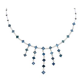 15.26 Carat White Diamond and Treated Blue Diamond Necklace