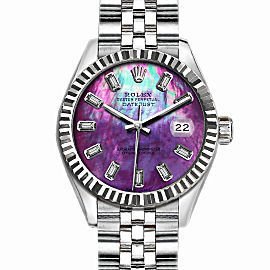 Rolex Datejust Stainless Steel with Purple MOP Dial 36mm Mens Watch