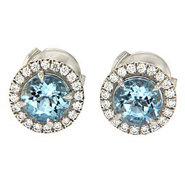 Tiffany & Co. 950 Platinum Aquamarine and Diamonds Stud Earrings