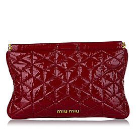 Miu Miu Matelasse Patent Leather Frame Clutch Bag