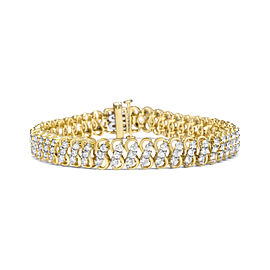 True 10K Yellow Gold 4.0 Cttw Diamond Triple Row Infinity 7" "S" Link Tennis Bracelet (J-K Color, I2-I3 Clarity)