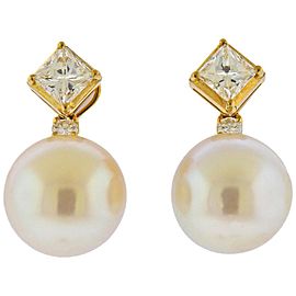 South Sea Pearl Diamond Gold Night & Day Earrings