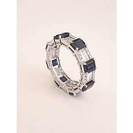 18k White Gold Sapphire and Diamond Baguette Ring