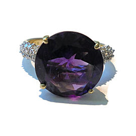 10K Yellow Gold 5.16ct Amethyst & .29ct Diamond Ring Size 6.5