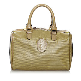 YSL Weaved Canvas Boston Bag