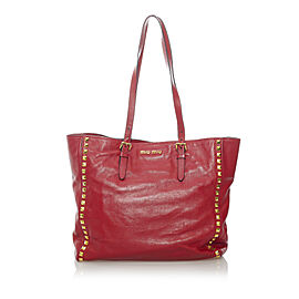 Miu Miu Studded Leather Tote Bag