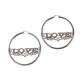 Custom Made Sterling Silver Love Hoop Earrings