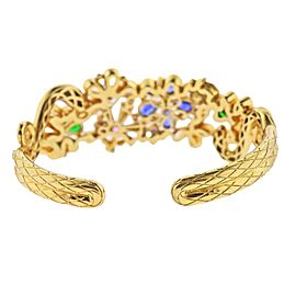 Temple St. Clair Diamond Moonstone Emerald Sapphire Gold Cuff Bracelet