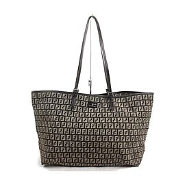 Fendi Dark Brown Monogram FF Roll Tote Bag 863271