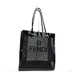 Fendi Black Mesh FF Logo Shopper Tote Bag 863431