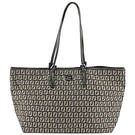 Fendi Dark Brown x Khaki Monogram FF Zucca Roll Shopper Tote Bag 911ff414