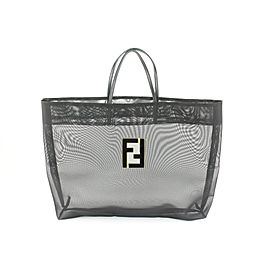 Fendi Black Mesh FF Logo Shopper Tote Bag 107f39