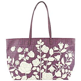 Fendi Purple Flower Spalmati Monogram FF Zucca Roll Tote Bag 62ff423