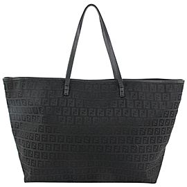 Fendi Black Monogram FF Zucca Roll Tote Bag 1123F35