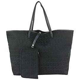 Fendi Black Monogram FF Zucca Roll Shopper Tote Bag 108f14