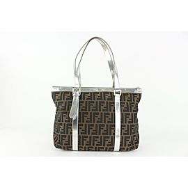 Fendi Monogram FF Zucca Silver Shopper Tote Bag 105f9