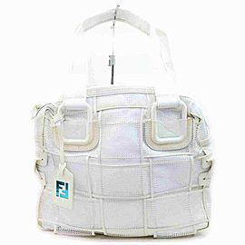 Fendi Boston Cube 860013 White Nylon Shoulder Bag