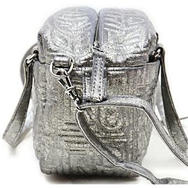 Fendi Embossed Silver 2way Mini Boston Bag with Strap 863156