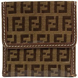 Fendi Crystal Monogram FF Zucca Flap Compact Wallet 12FF1221