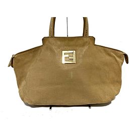 Fendi Chains Tote Suede Tote 239785 Beige Nubuck Shoulder Bag