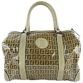 Fendi Brown Crystal Canvas Monogram FF Zucca Boston Duffle Bag 232855