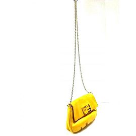 Fendi Fendista Pochette Mama Chain Flap 239783 Mustard Yellow Leather Cross Body Bag