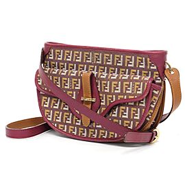 Fendi Bordeaux x Brown Monogram FF Zucca Crossbody Bag 241490