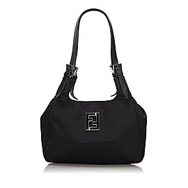 Fendi Ff Logo 239754 Black Nylon Shoulder Bag