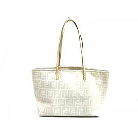 Fendi Ff Monogram Roll Shopper 239766 White Coated Canvas Tote