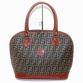 Fendi Ff Monogram Zucca Boston Dome Tobacco 860001 Brown Pvc Satchel