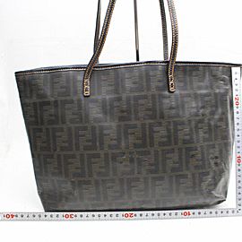 Fendi Ff Zucca Monogram Spalmati Roll Shopper 869748 Brown Coated Canvas Tote