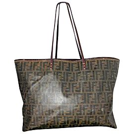 Fendi Ff Zucca Roll Monogram Shopper 239765 Brown X Purple Coated Canvas Tote