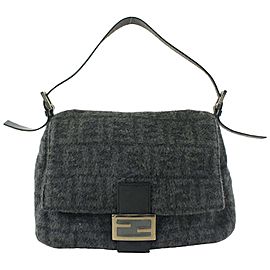 Fendi Grey FF Monogram Zucca Baguette Mamma Flap Bag 493ff67