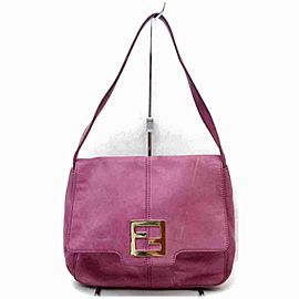 Fendi Flap Mama Forever Logo 872996 Pink-purple Leather Shoulder Bag