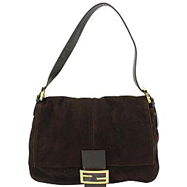 Fendi Brown Suede Mamma Forever Baguette Flap Bag 928ff84