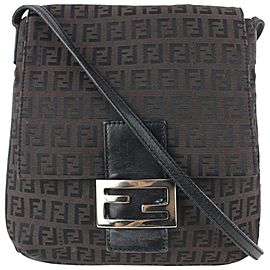 Fendi Dark Brown Monogram FF Zucca Mamma Crossbody Flap Bag 910ff3