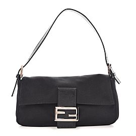 Fendi Foever Ff Baguette 239755 Black Neoprene Shoulder Bag