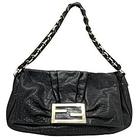 Fendi Forever Mama Ff Chain Flap M239776 Black Lambskin Leather Shoulder Bag