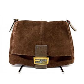 Fendi Forever Mama Brown Suede Flap Logo FF 239753