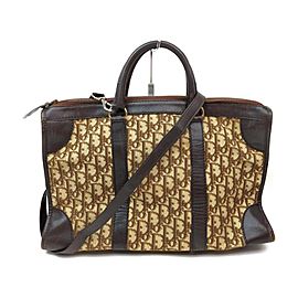 Dior Brown Monogram Trotter Suitcase Travel Bag with Strap 863408