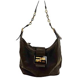 Fendi Hobo Forever Mama Chain 8br643 872978 Brown Leather Shoulder Bag