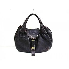 Fendi Hobo Large Chocolate Spy Woven Handle 239775 Dark Brown Leather Satchel