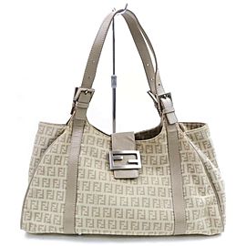 Fendi Hobo Monogram Ff Zucca Forever Tote 872716 Beige Canvas Shoulder Bag